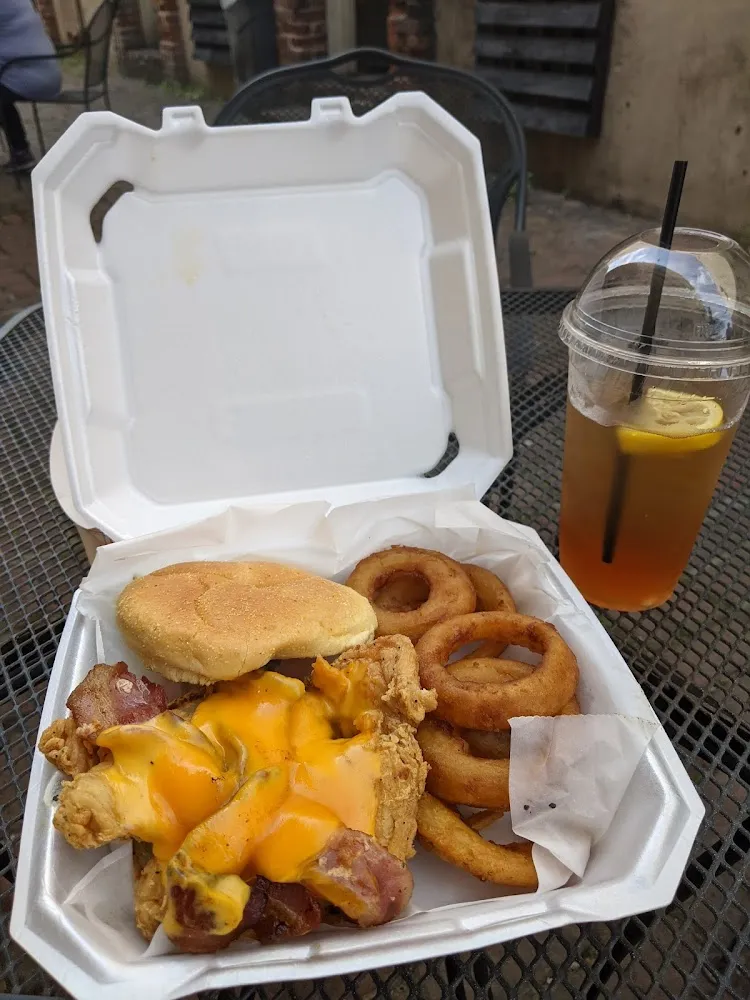 Fried Chicken Sandwich with Bacon and Cheese